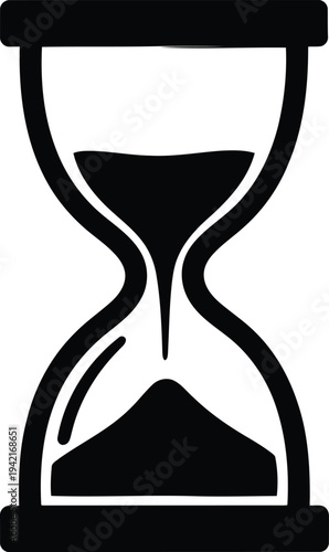 Black Silhouette Hourglass Icon Isolated on White Background for Time Management and Deadline Concepts