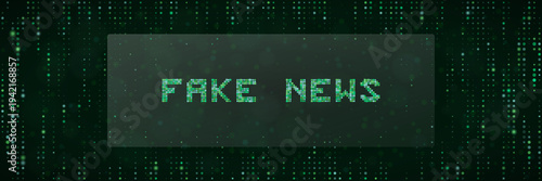 Cyber Propaganda and Fake News Text on Green Digital Matrix Data Background