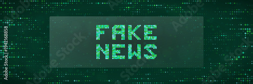 Digital misinformation and fake news concept on green matrix background