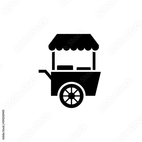 Simple Black Silhouette of a Street Food Cart Icon.
