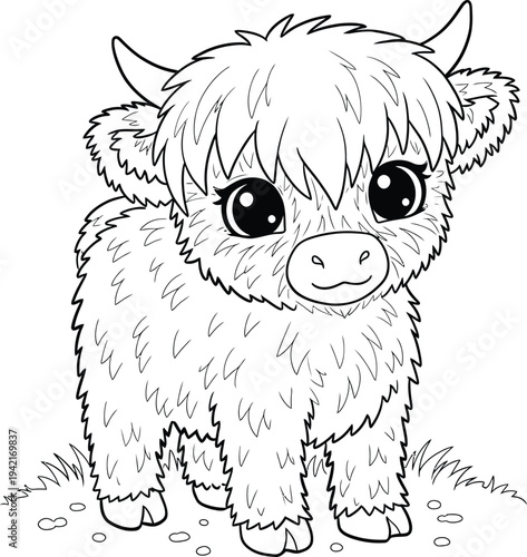 Cute Highland Calf Coloring Pages Bundle for Kids