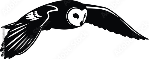 Vector owl in flight silhouette art design
