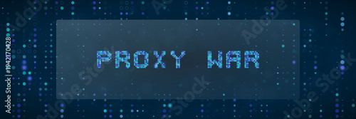 Cyber Proxy War Concept Digital Background with Pixelated Text and Data Matrix