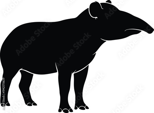 Vector tapir animal illustration isolated on white background silhouette design