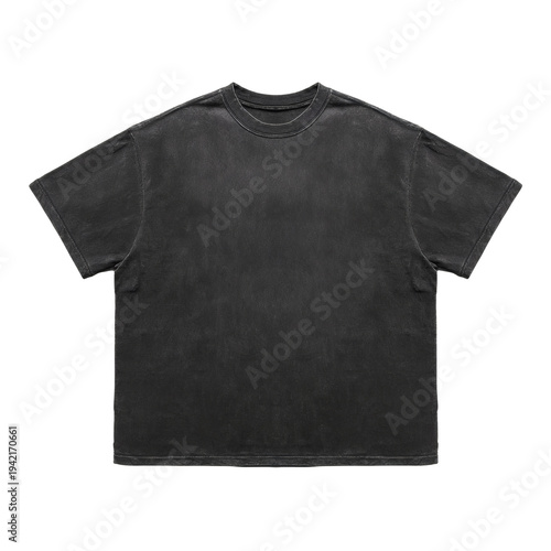 Plain dark charcoal washed oversized mock up vintage style heavy cotton t shirt apparel template  