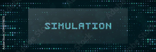 Digital Simulation Text on Abstract Cyberpunk Data Grid Background