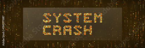 System Crash Warning Message on Digital Screen, Cybersecurity Ransomware Attack Concept, Data Failure