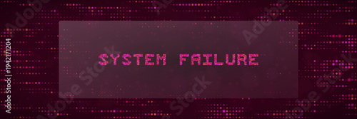 Cyberpunk glitch art system failure screen with digital pixel noise and error text