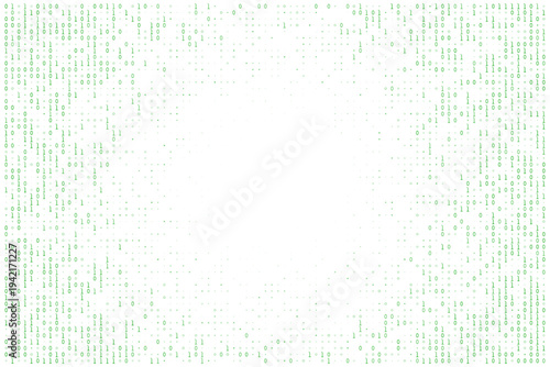 Abstract green binary data frame for sustainable technology and ecofriendly digital infrastructure