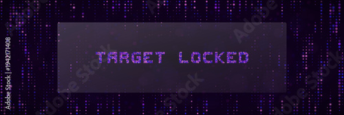 Cybersecurity Threat Detection Interface with Target Locked Text on Purple Matrix Background