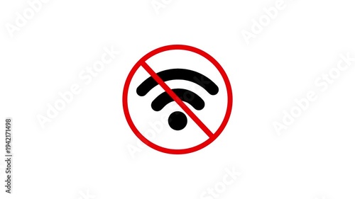 No internet connection icon animation with white background.No internet connection icon. Network offline concept. Wifi signal problem symbol.