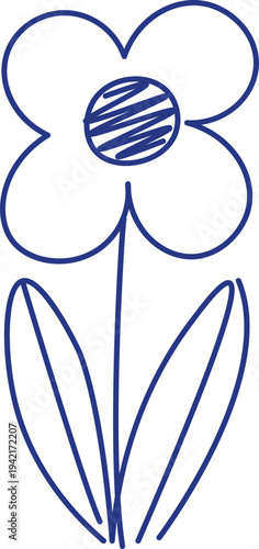 Flower With Leaves Scribble Doodle