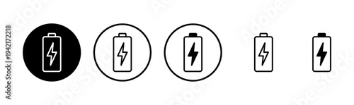 Battery icon logo design. battery Charging sign. battery charge level