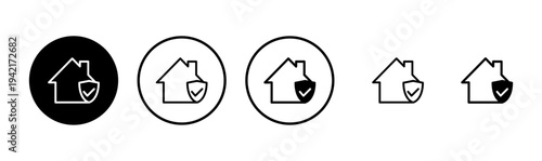 home insurance icon logo design. home protection sign and symbol