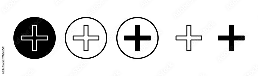Fototapeta premium Plus icon logo design. Add plus sign and symbol