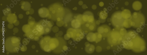 Abstract yellow pollen spores floating in dark green atmosphere, microscopic nature background