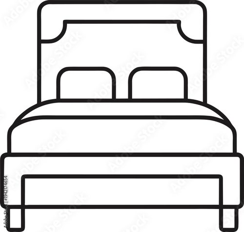 Bed Line Icon – Minimal Bedroom Furniture Vector for Home Decor & Interior Design