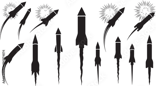 Abstract Black and White Geometric Explosion Graphic Design Element