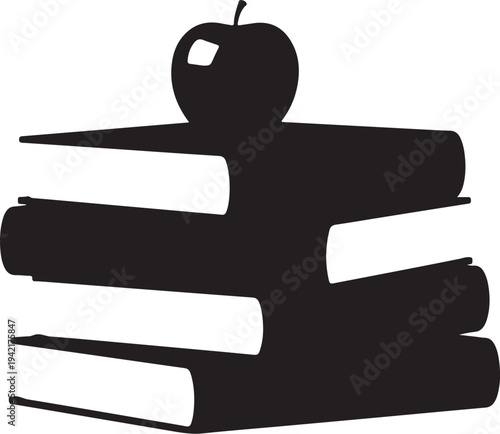 Stack of books with an apple on top symbol