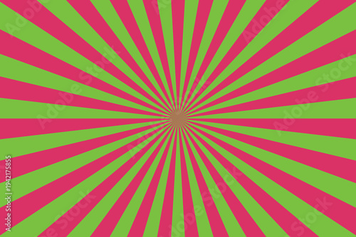 Dynamic bright green and vivid pink sunburst pattern radiates outwards from a central point