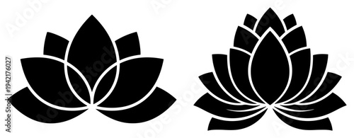 Lotus flower spiritual symbols representing purity and enlightenment in minimalist graphic style