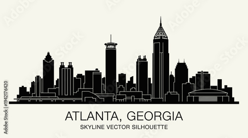 Dynamic Silhouette of a Bustling Southern Metropolis Skyline - Iconic Urban Landscape Vector Art