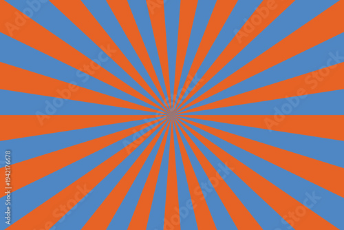 Warm orange and calming light blue sunburst pattern expands centrally across the entire frame