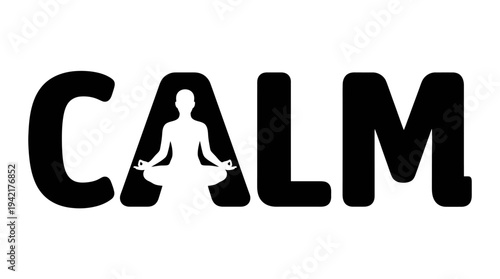 Calmness Serene Meditation Silhouette Logo, Mindfulness and Inner Peace Symbol