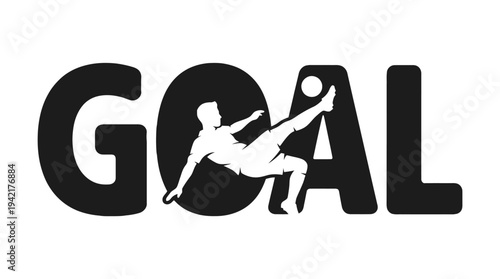 Dynamic Typography Celebrating a Soccer Player's Goal with a Silhouette Kicking the Ball