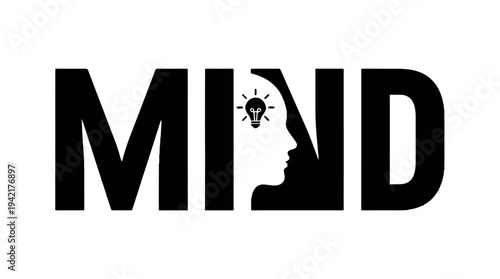 Conceptual Design Illustrating the Power of Thought and Idea Creation with a Lightbulb and Human Profile