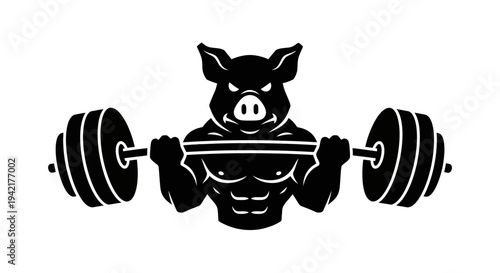 Powerful Wild Boar Mascot Lifting Heavy Barbell - Symbol of Strength and Determination in Fitness and Gym Culture