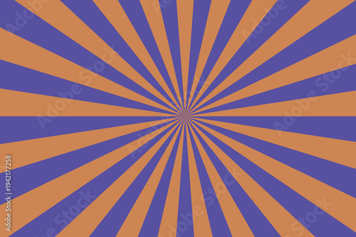 An intense sunburst pattern displaying radiating lines in a vivid mix of warm orange and rich purple hues