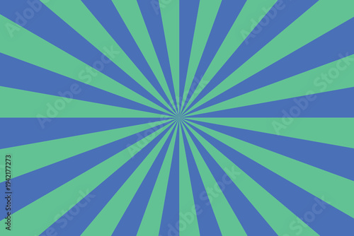 An eye catching design features alternating stripes of calming blue and refreshing green spreading from the middle