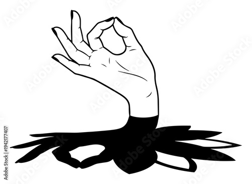 Gyan Mudra hand gesture for meditation and yoga in minimalist graphic style