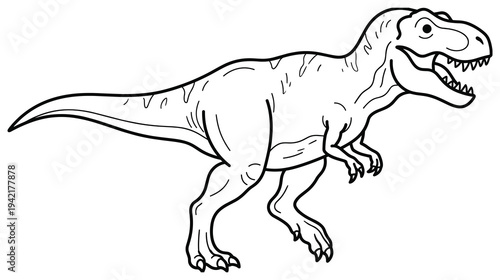 Tyrannosaurus rex dinosaur outline vector illustration for kids art