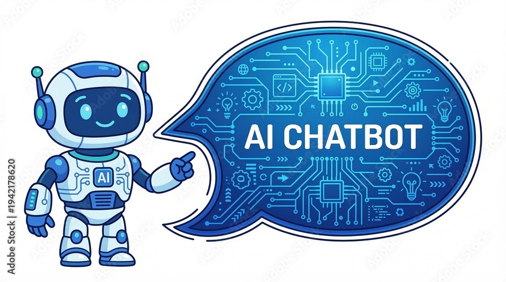 Fototapeta premium AI Chatbot Technology Clipart Illustration