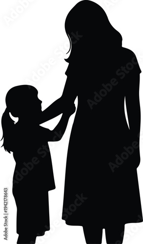 Vector Mother and child bonding together family love care silhouette design