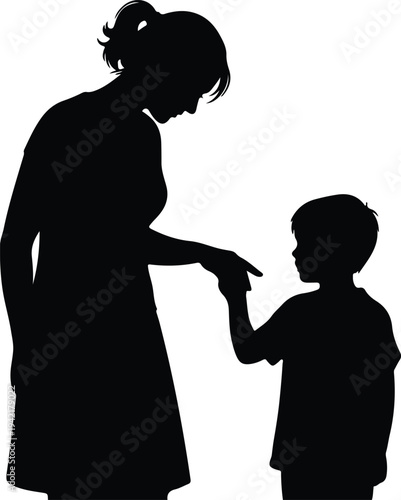 Vector Mother and child interacting showing care and guidance silhouette design