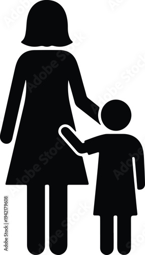 Vector Mother Child Holding Hands Care Parent Family Love silhouette design