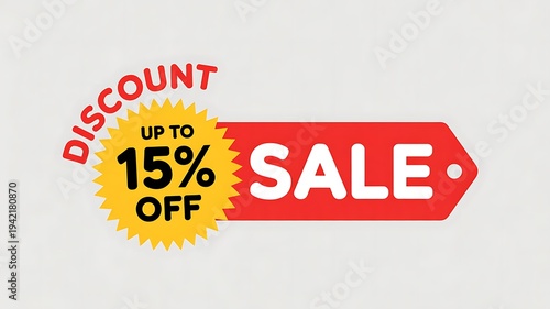 Discount sale banner with up to 15% off text