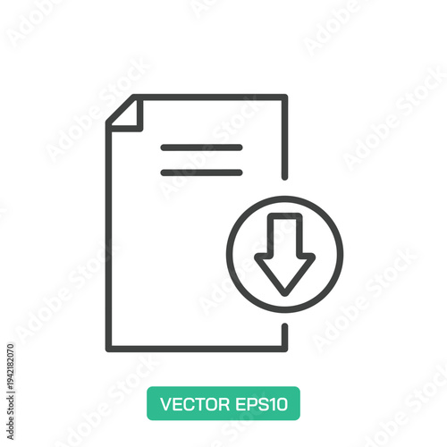 Download File icon. Thin line icon vector