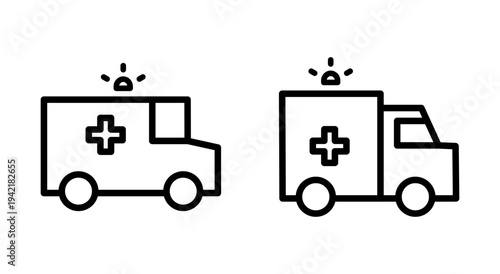 Ambulance icon symbol for apps and websites. ambulance truck sign and symbol. ambulance car