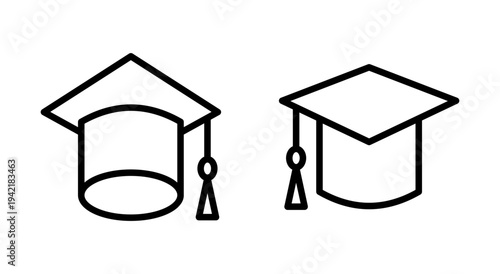 Education icon symbol for apps and websites. Graduation cap sign and symbol. Graduate. Students cap