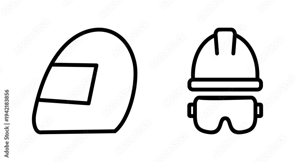 Fototapeta premium Helmet icon symbol for apps and websites. Motorcycle helmet sign and symbol. Construction helmet icon. Safety helmet
