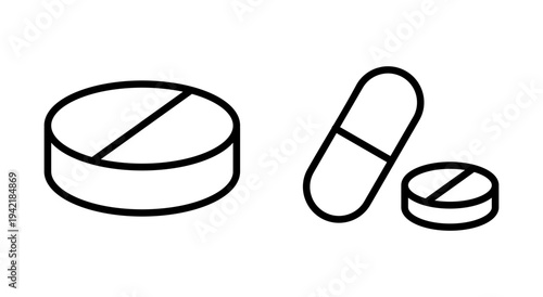 Pills icon symbol for apps and websites. capsule icon. Drug sign and symbol