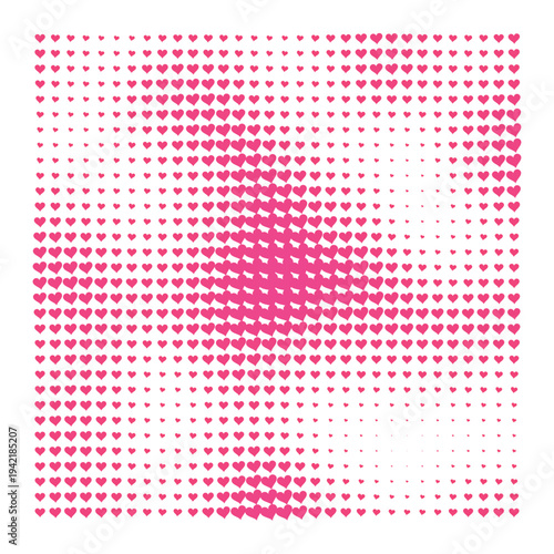 Vector Field Grid of Hearts - Abstract Pink Heart Grid Art