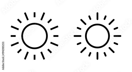 Sun icon symbol for apps and websites. Brightness sign and symbol