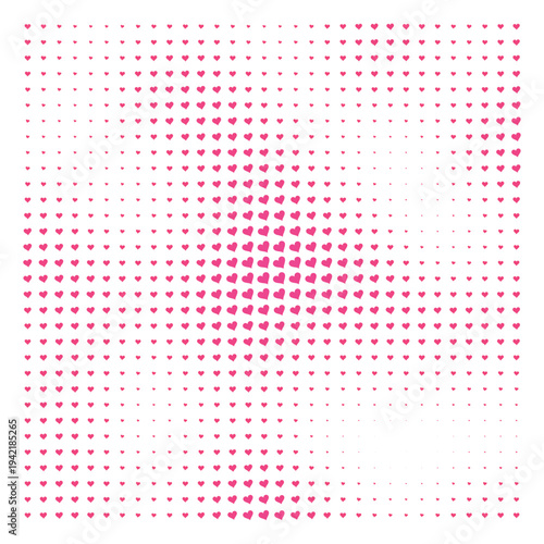 Vector Field Grid of Hearts - Abstract Pink Heart Grid Art