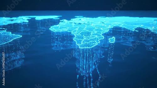 Global Data Flow Visualization Connecting Continents Underwater