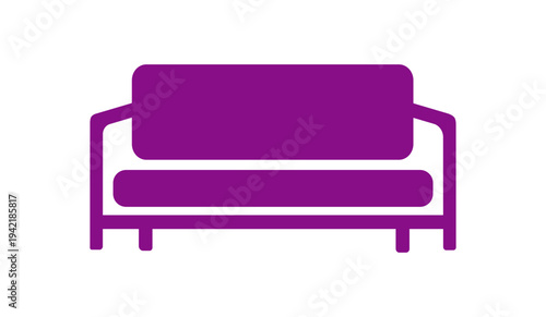 Purple Modern Sofa, Minimalist Living Room Furniture, Upholstered Couch